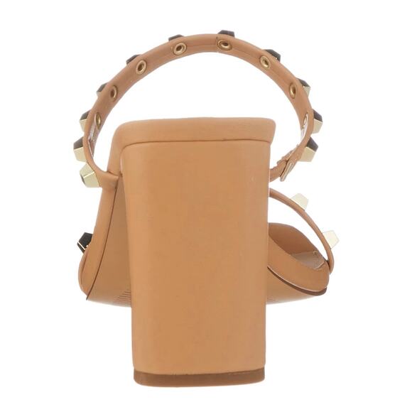 The Drop Women's Avery Doe Tan Studded Square Toe Two Strap High Heels - Picture 3 of 4